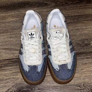 Adidas Blue Denim Sneakers with Brown Sole